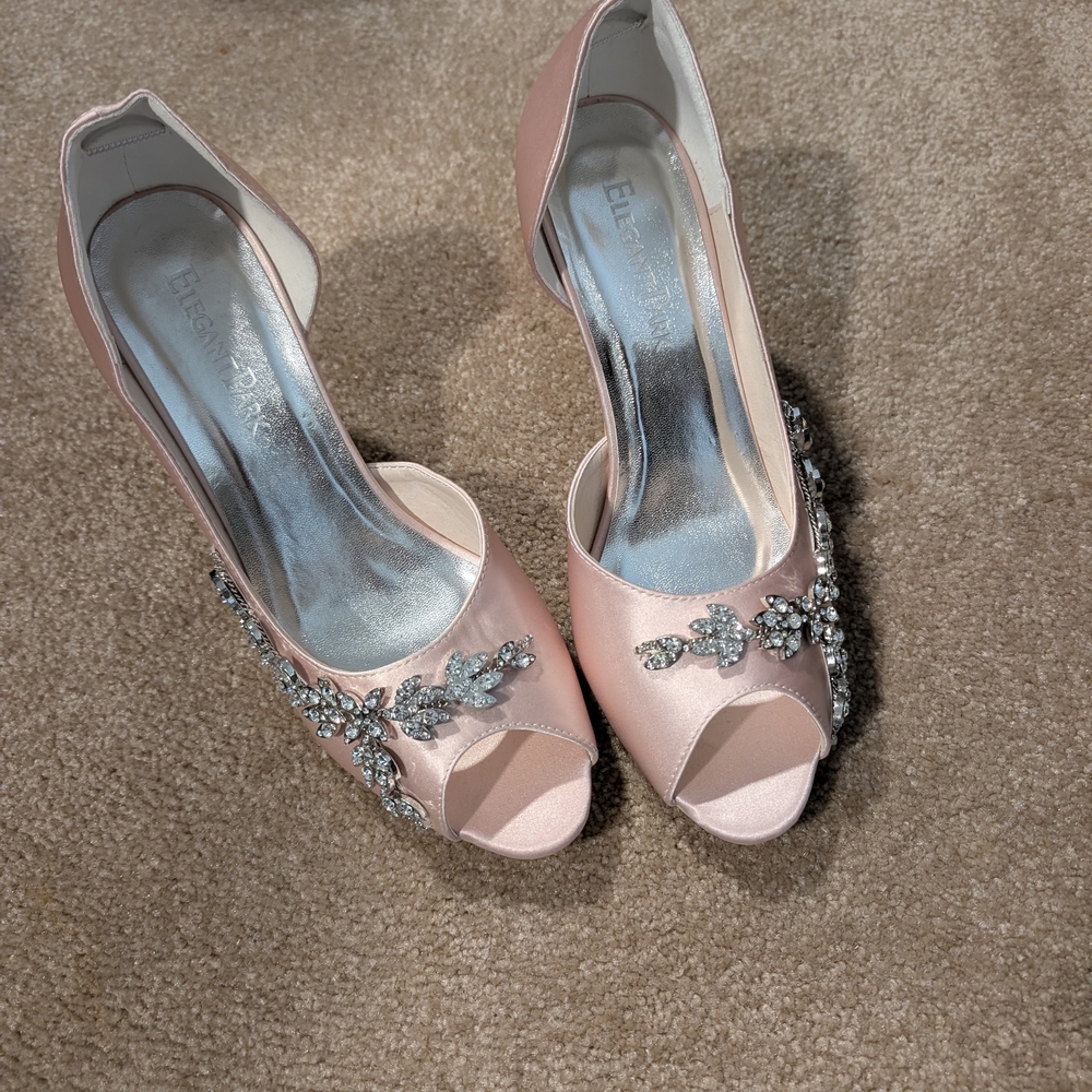 Blush Peep-Toe Heels with Embellishments